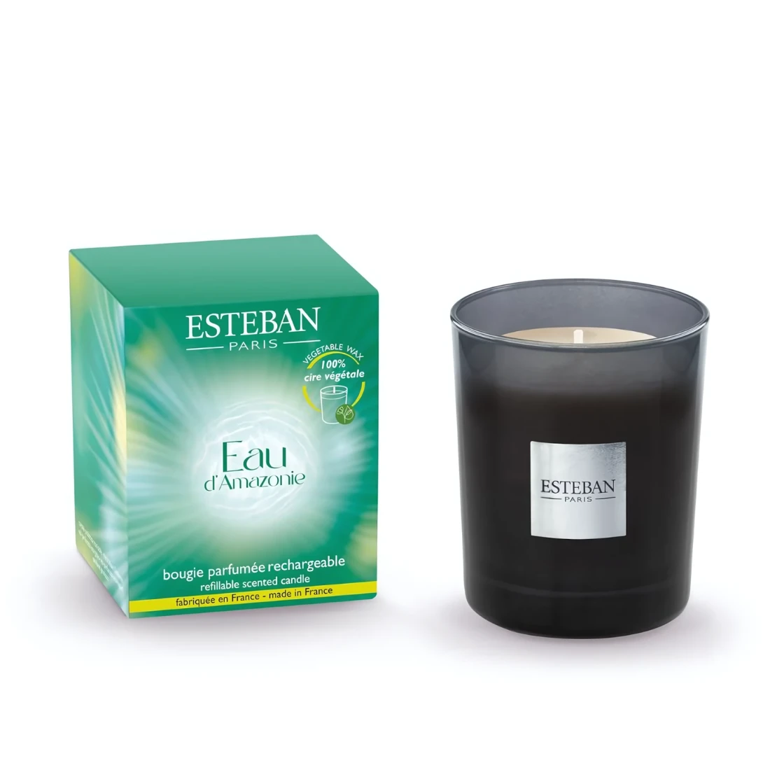 EAU D AMAZONIE BOUGIE 180gr PARFUMEE RECHARGEABLE