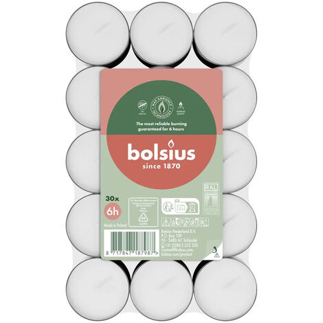 30 WHITE TEALIGHTS 6 HORAS